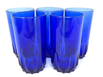 Set Of 5 Cobalt Glasses By Luminarc