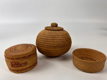 Lot Of Vintage Woven Baskets