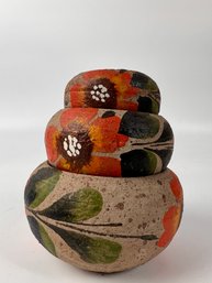 Vintage Mexican Stacking Pots - Handpainted