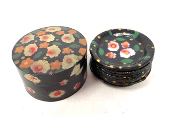 Collection Of Lacquered Trays Coasters With Box Made In Japan
