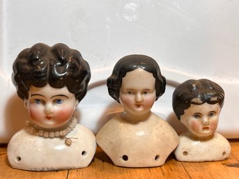 Group Of Three Porcelain German Doll Busts