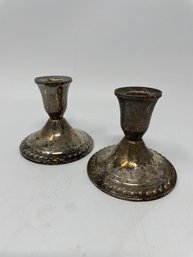Pair Of Sterling Weighted Candle Holders