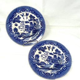 Pair Of Blue Willow Luncheon Plates Made In Japan 9 1/8'