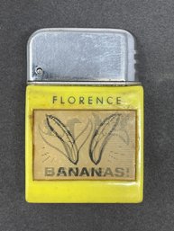 Vintage Advertising Lighter W/ Flasher Florence Bananas Corp PIN UP