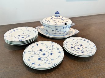 Collection Of Royal Copenhagen Blue Fluted Pattern Dinnerware