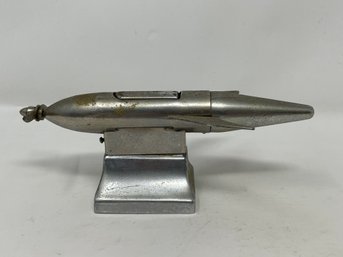 Vintage Deco Rocket Plane Torpedo Table Lighter