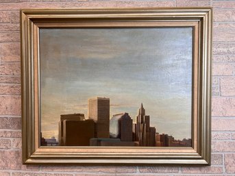 Cityscape Painting Of Providence RI Signed Coy Wade