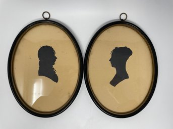 Pair Of Framed Silhouettes Miss Sally Barr & Benjamin Pickman