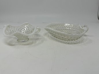 Pair Of Opalescent Hobnail Dishes