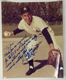 Phil Rizzuto Signed 8x10' Photo W/ Amazing Inscription To A Friend And 'Holy Cow'