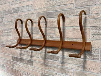 Vintage Curved Bentwood Thonet Style Wall Coat Rack