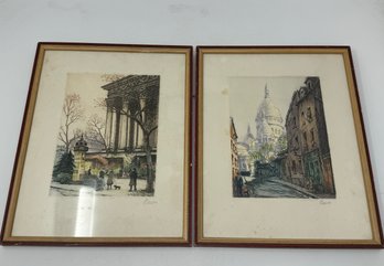 Pair Of Antique Framed Signed Prints