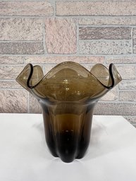 1970s Tiffin Smoked Glass Vase