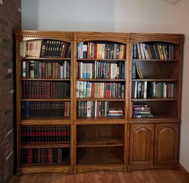 Set Of Three Oak Bookcases With Contents