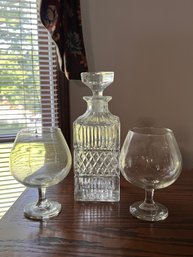 Vintage Decanter With Stemware