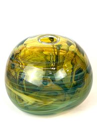 Mid Century Art Glass Vase By Peter Bramhall 1975 - Signed