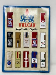 Vintage Vulcan Lighter Display Full New Old Stock Advertising Lighters Beer Football Cigarettes & More