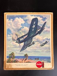 Vintage Coca Cola - WW2 Fighter Plane Advertisement Poster By Heaslip