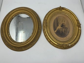 Pair Of Antique Gold Oval Frames