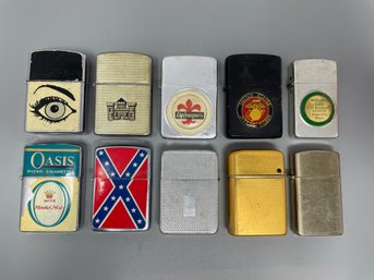Group Of Vintage Lighters Zippo Style Advertising And More