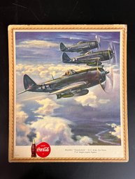 Vintage Coca Cola - WW2 Fighter Plane Advertisement Poster By Heaslip