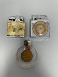 Group Of Vintage Lighters Lucite Coin Asian Style And More