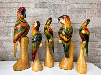 Collection Of Folk Art Parrots