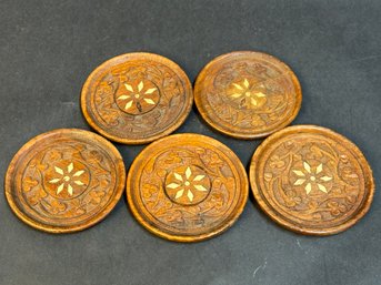 Vintage Set Of Inlaid Coasters