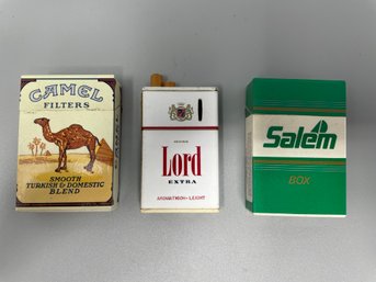 Collection Of Vintage Lighters Including Camel, Lord And Salem