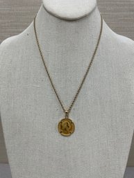 1915 Austrian Gold 1 Ducat 22K Restrike Gold Coin Pendant In 14k With14k Gold Rope Chain