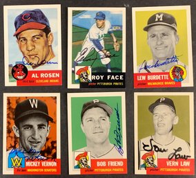 Lot Of (6) AUTOGRAPHED Topps Archives Baseball Cards
