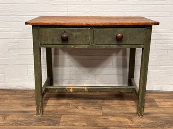 Painted Pine Two Drawer Rectory Table