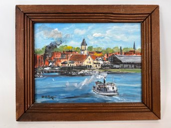 Oil Painting Of Bangor, Maine 1926 By Bill Paxton Signed And Framed