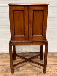 19th Century Oak Cutlery Chest With Brass Handles And Inlay