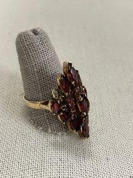 10k Yellow Gold (tested) & Garnet Cocktail Ring  (missing Stone)