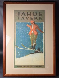 HUGE Lake Tahoe California Tahoe Tavern Ski Jump Travel Poster Framed