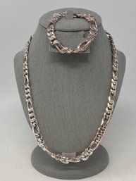 Sterling Figaro Chain And Bracelet 120.2g