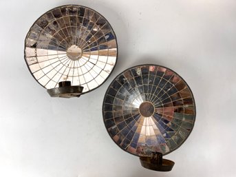 Pair Of Late 18th Century Round Mirrored Convex Candle Sconces