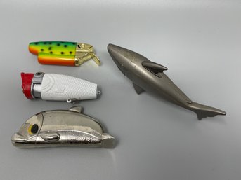 Lot Of Three Novelty Lighters - Fish, Shark