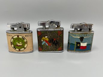 Lot Of Three Vintage Souvenir Lighters