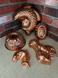 Group Of Vintage Copper Baking Molds