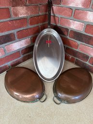 Group Of Copper Oval Pans