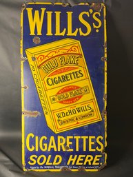 Wills Cigarettes Porcelain Enamel Advertising Sign 36 X 18