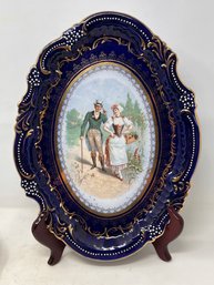 Antique Portrait Plate - La Belle Cobalt Blue