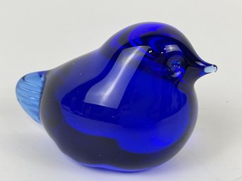 Vintage Reijmyre Sweden Tyko Axelsson Cobalt Blue Art Glass Bird