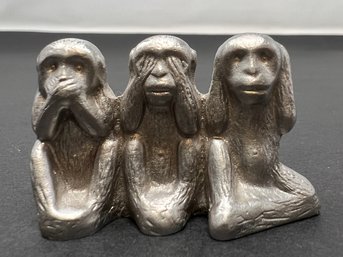 Three Wise Monkey Statue In Pewter