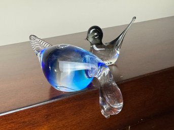 Pair Of Murano Glass Bird Figures