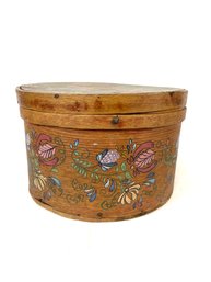 Vintage Folk Art Hand-painted Wooden Covered Grain Box