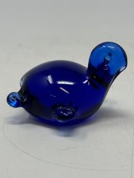 Hand Blown Art Glass Turtle Blue