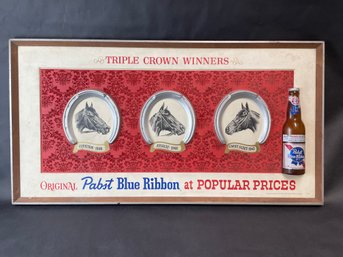 Vintage Pabst Blue Ribbon Beer Advertisement With Clydesdale Horses